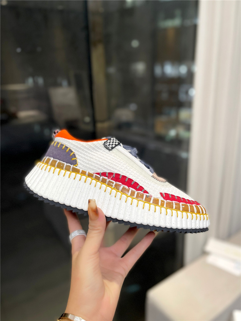 Chloé Lace-Up Rainbow Sneakers Orange