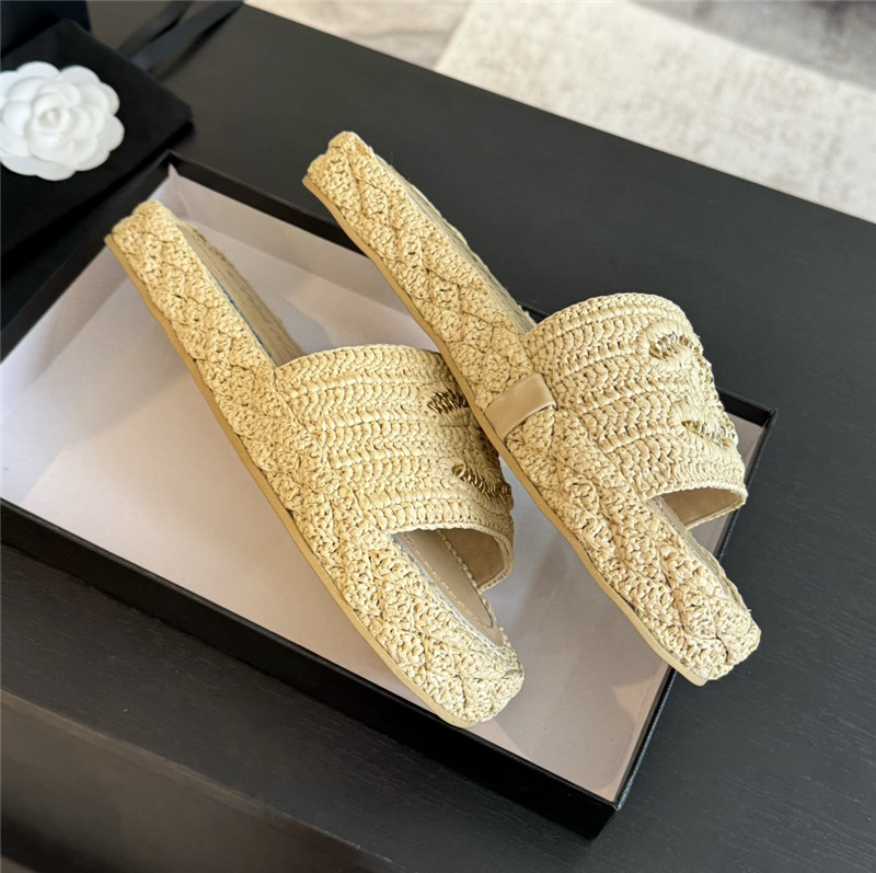 Ch**el crochet slide sandals in beige