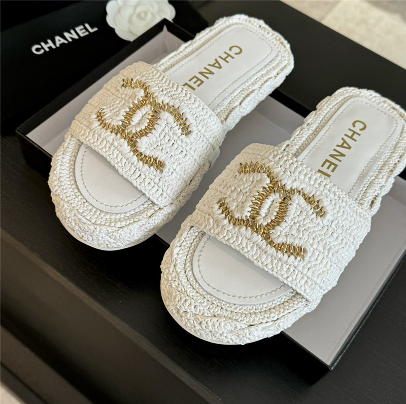 Ch**el crochet slide sandals in white