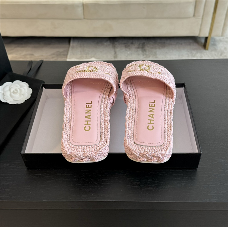 Ch**el crochet slide sandals in pink
