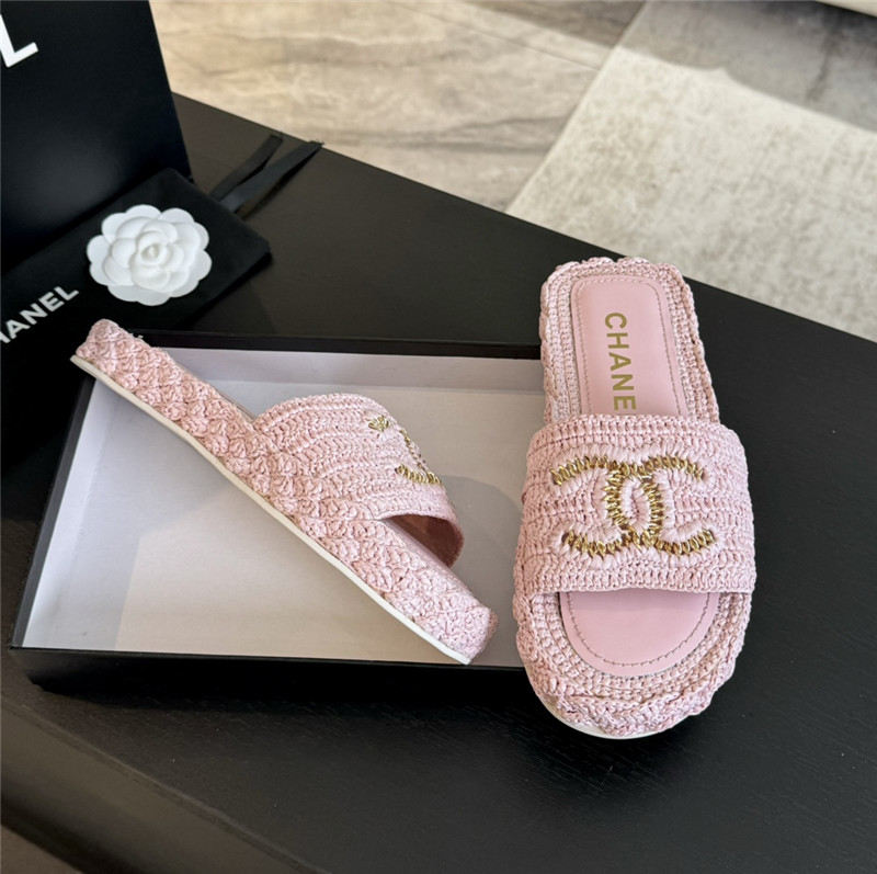 Ch**el crochet slide sandals in pink