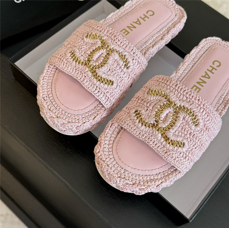 Ch**el crochet slide sandals in pink