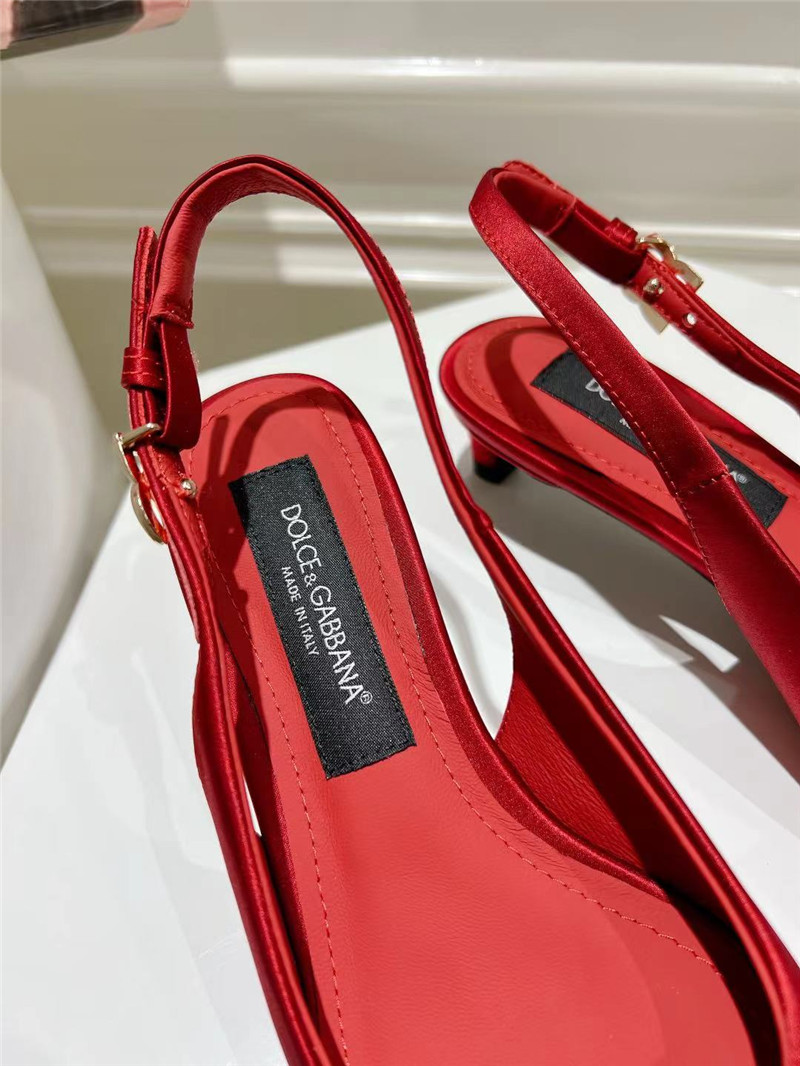 Dolce & Gabbana Burgundy Satin Slingbacks with Rhinestones