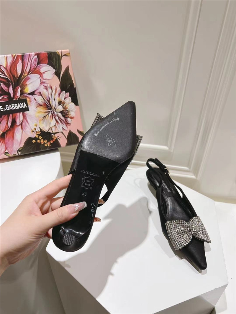 Dolce & Gabbana Satin Slingbacks with Rhinestones in Black