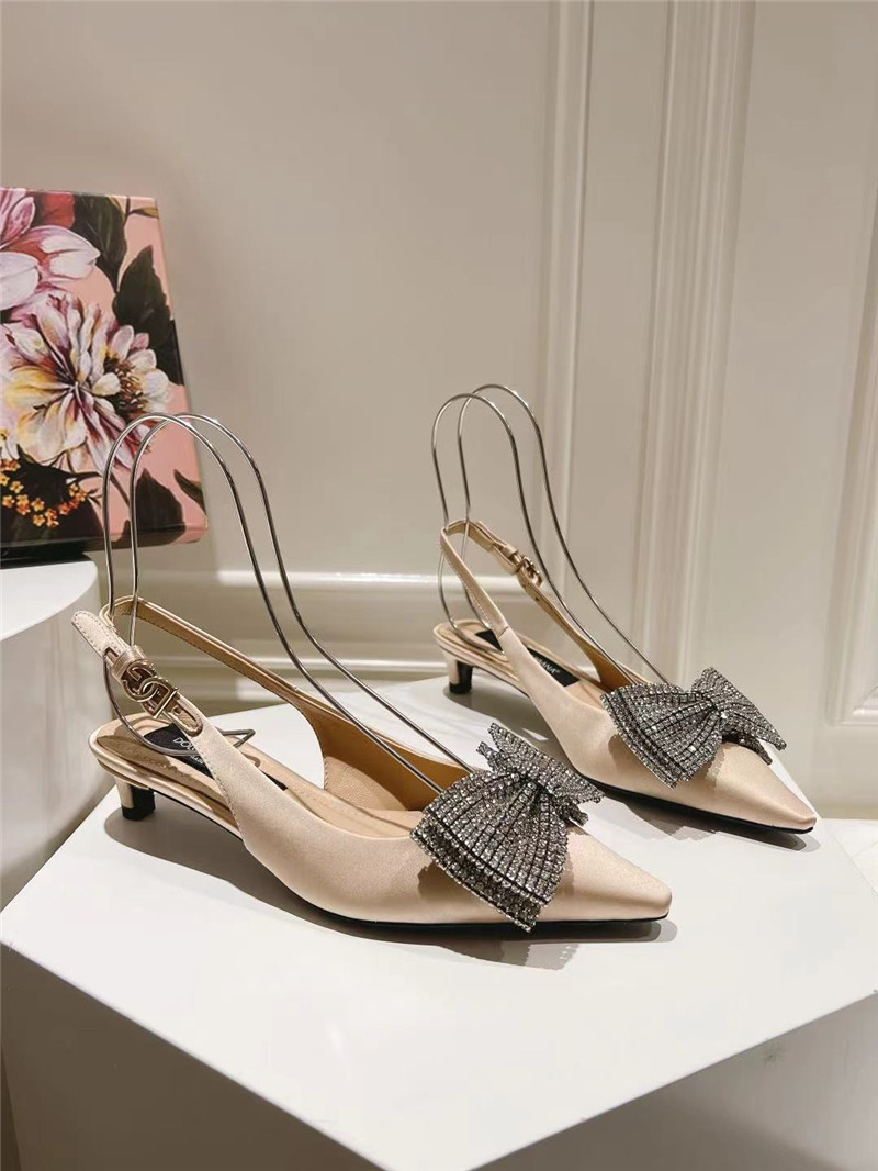 Dolce & Gabbana Beige Satin Slingbacks with Rhinestones