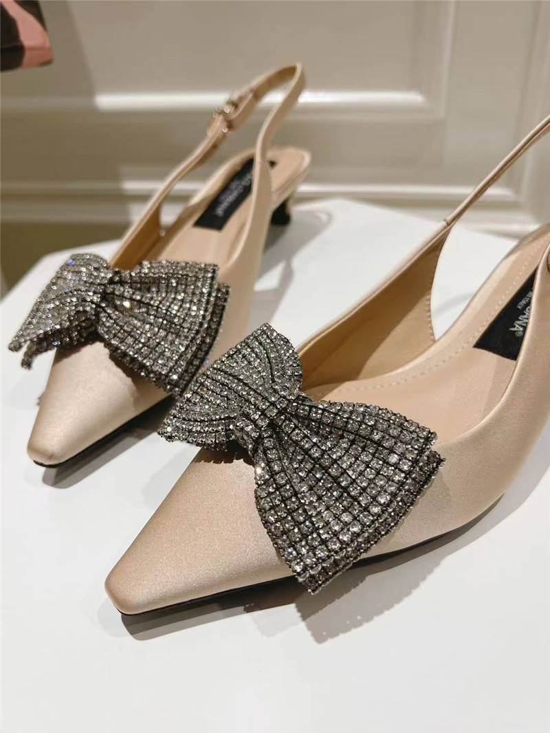 Dolce & Gabbana Beige Satin Slingbacks with Rhinestones