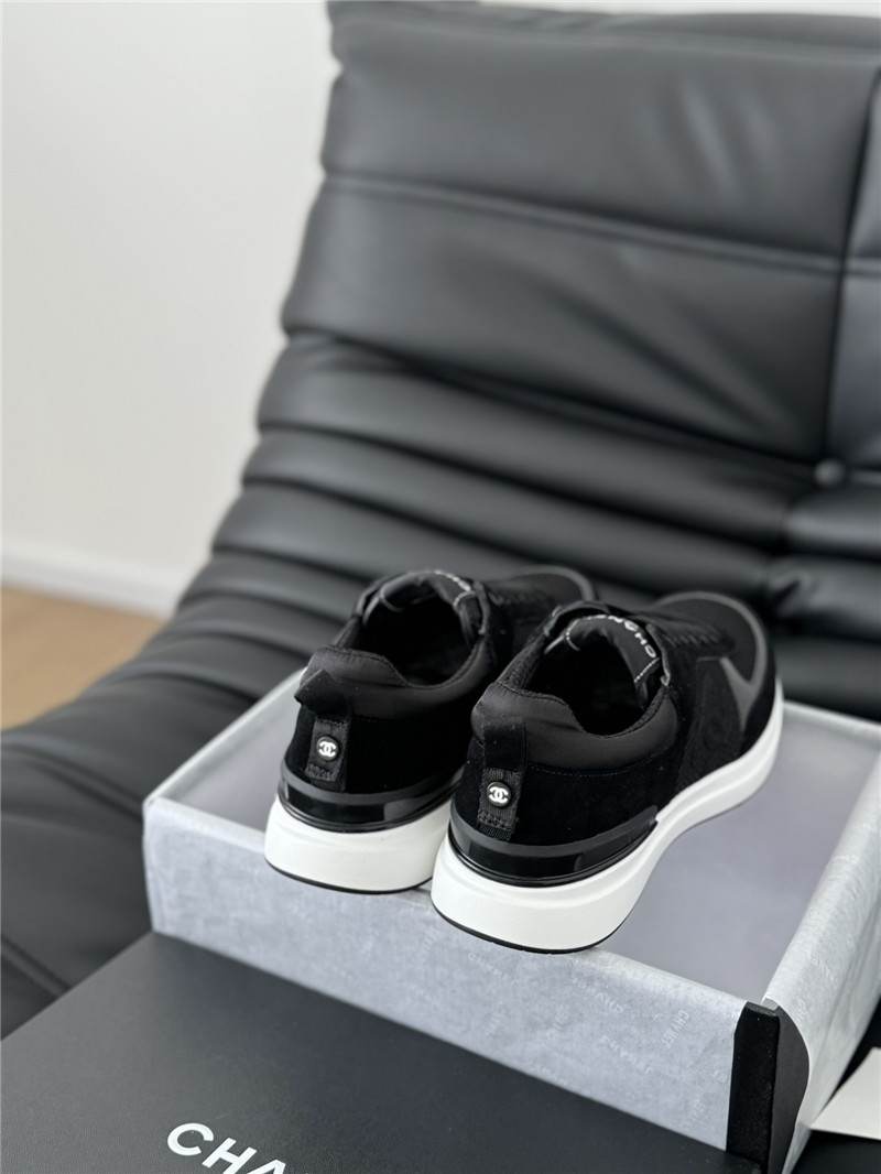 Ch**el suede lace-up sneakers in black