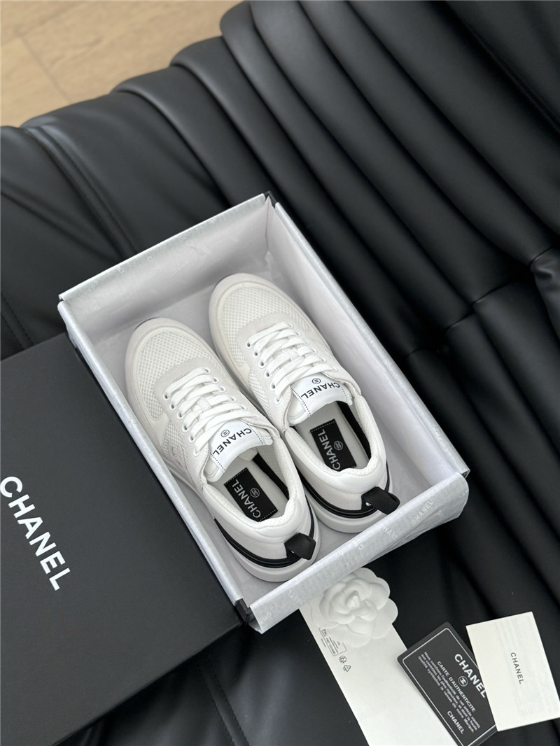 Ch**el suede lace-up sneakers in gray