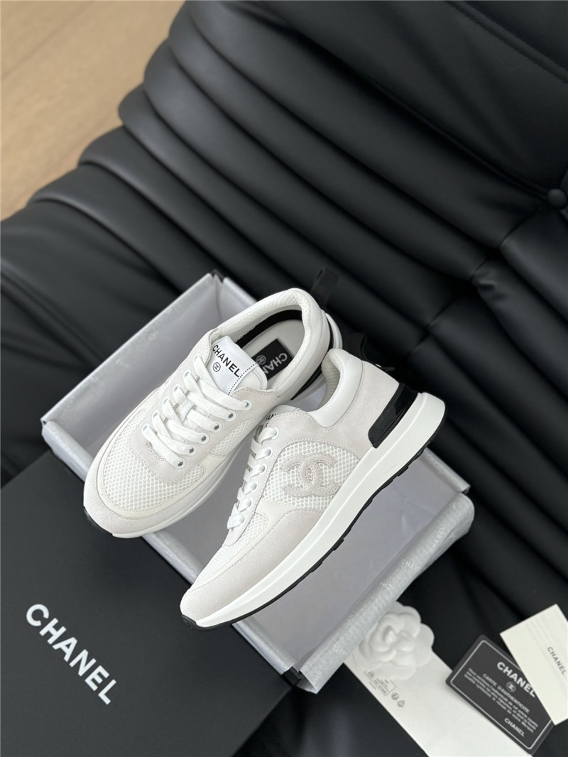 Ch**el suede lace-up sneakers in gray