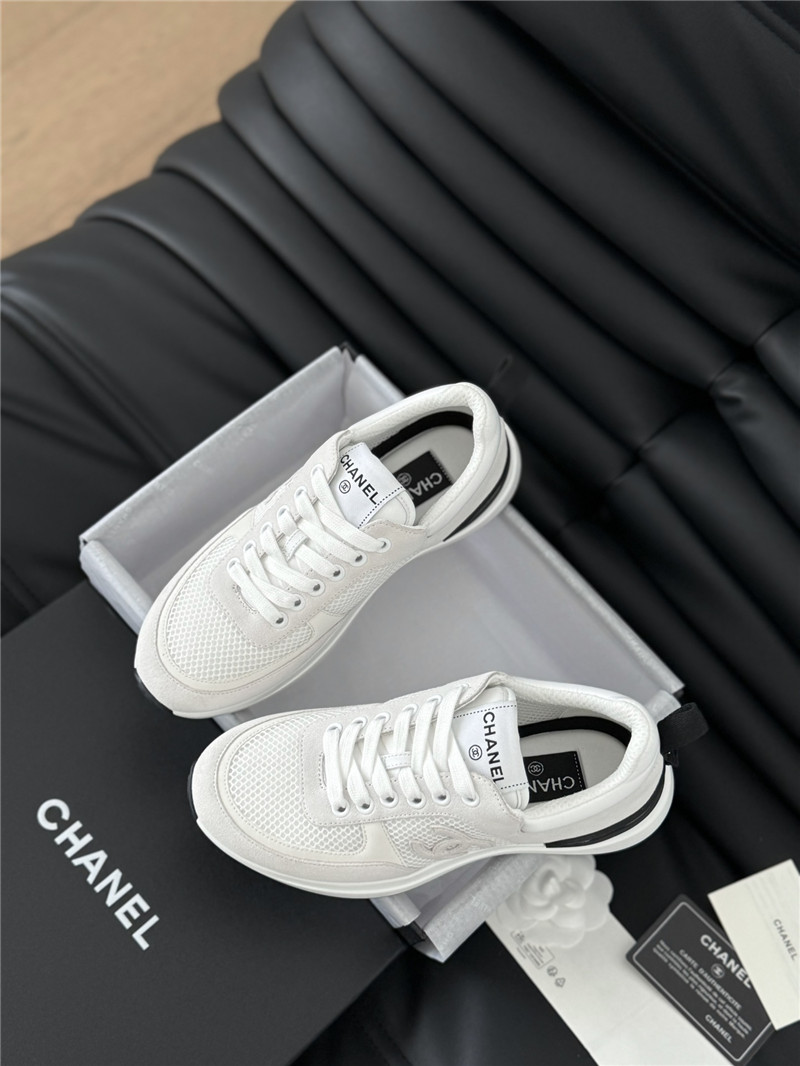 Ch**el suede lace-up sneakers in gray