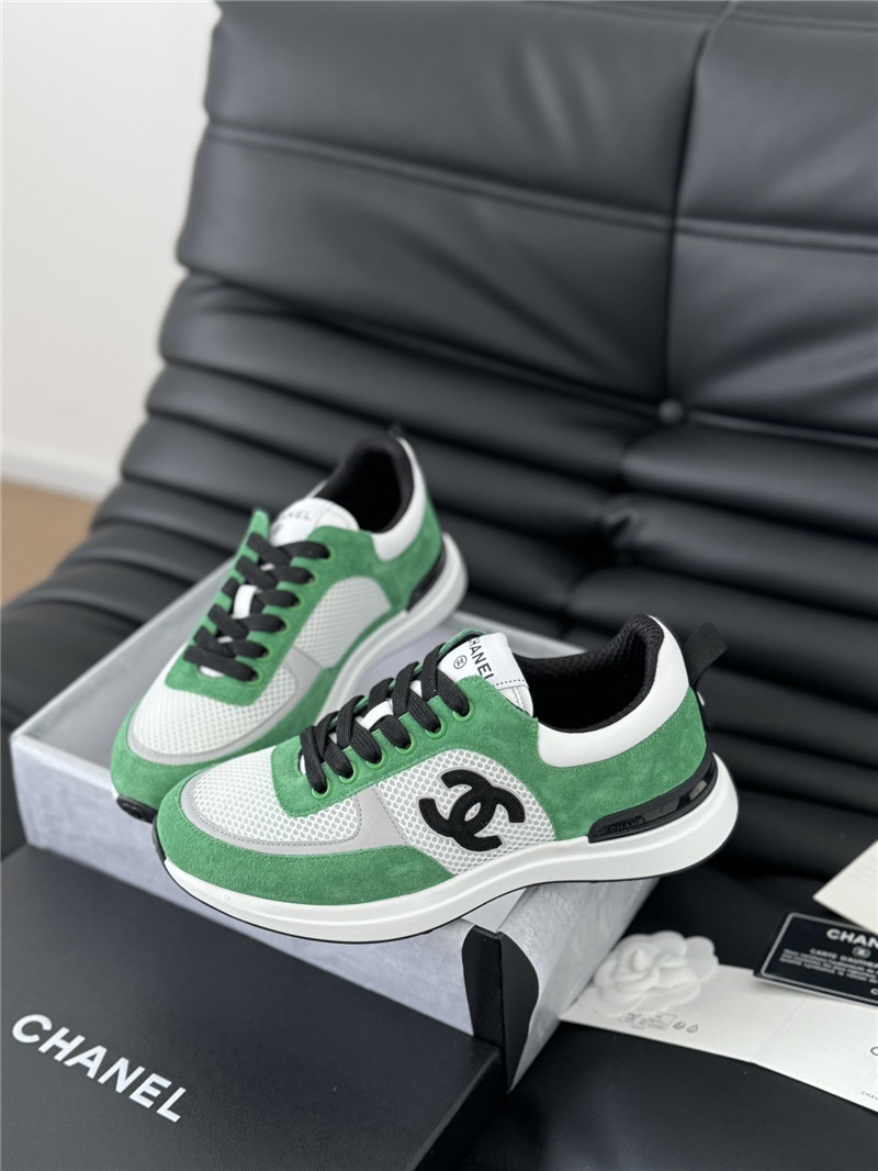 Ch**el suede lace-up sneakers in green