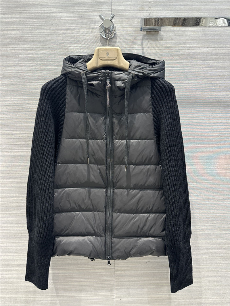 Brunello Cucinelli Navy Padded Hooded Jacket