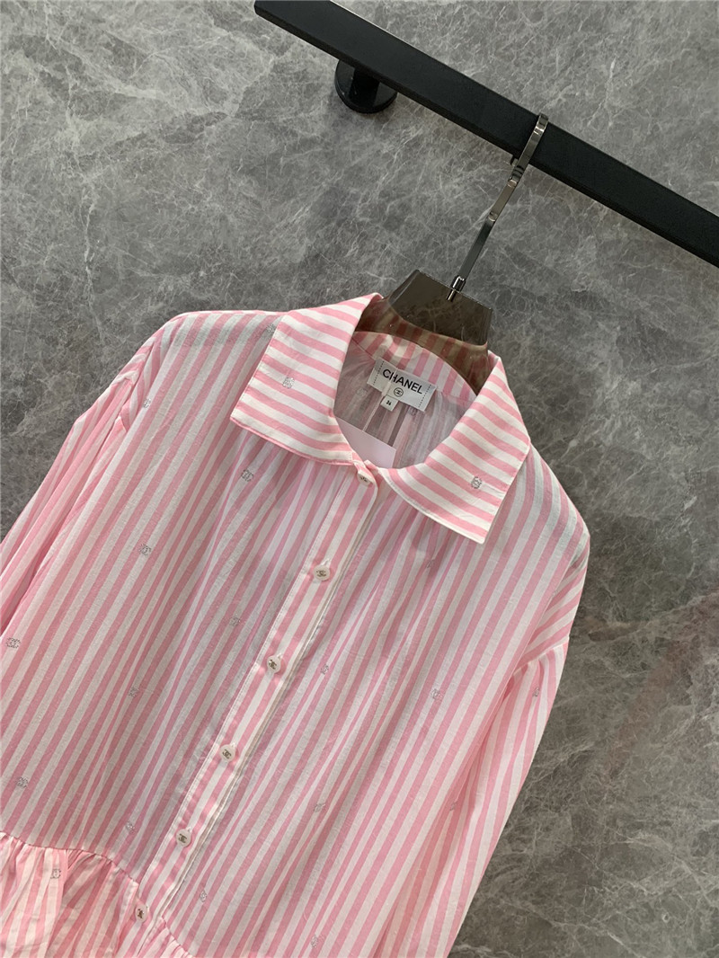 Ch**el lapel ruffle cake stripe dress replicas clothes