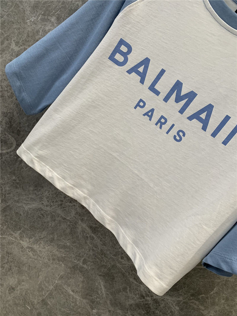 Balmain contrasting lettering short-sleeved T-shirt replica clothing