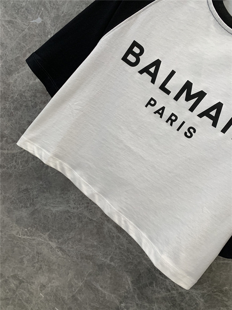 Balmain contrasting lettering short-sleeved T-shirt replica clothing