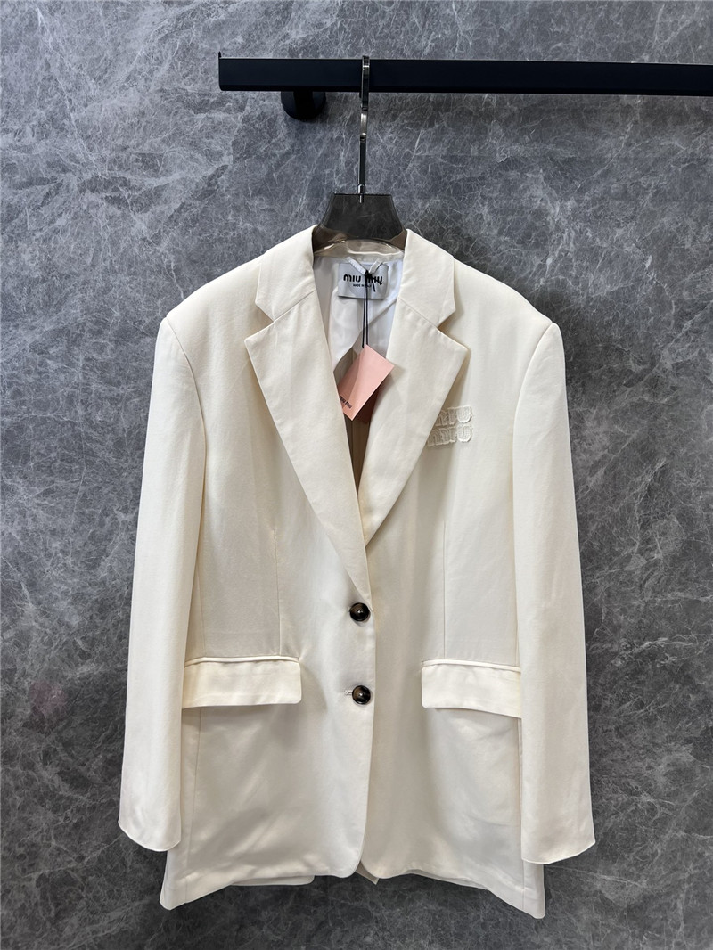 M1um1u lapel single-breasted white suit jacket replica clothes