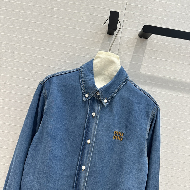 M1um1u retro original blue soft denim short shirt replica clothes