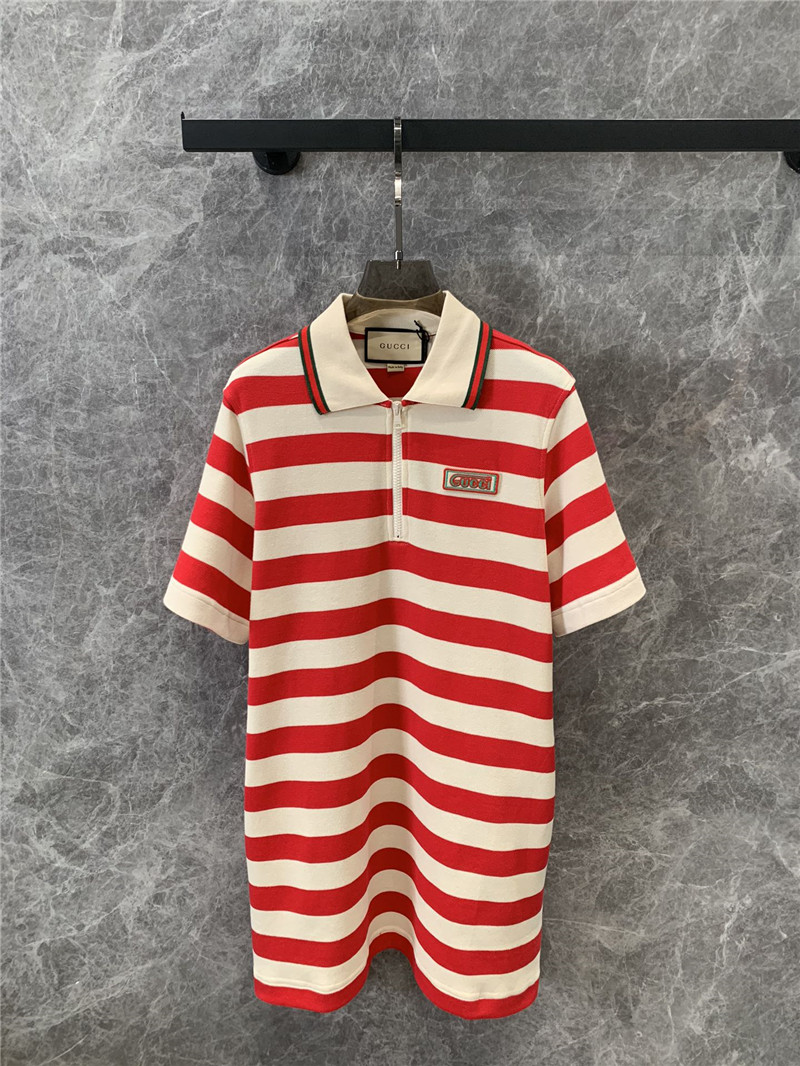 Gvc*1 red and white striped polo collar dress replica clothes