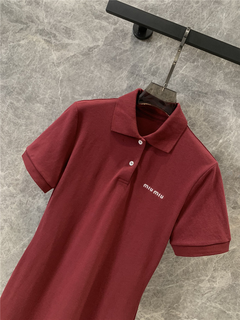 M1um1u lapel letter embroidered casual dress replica clothes