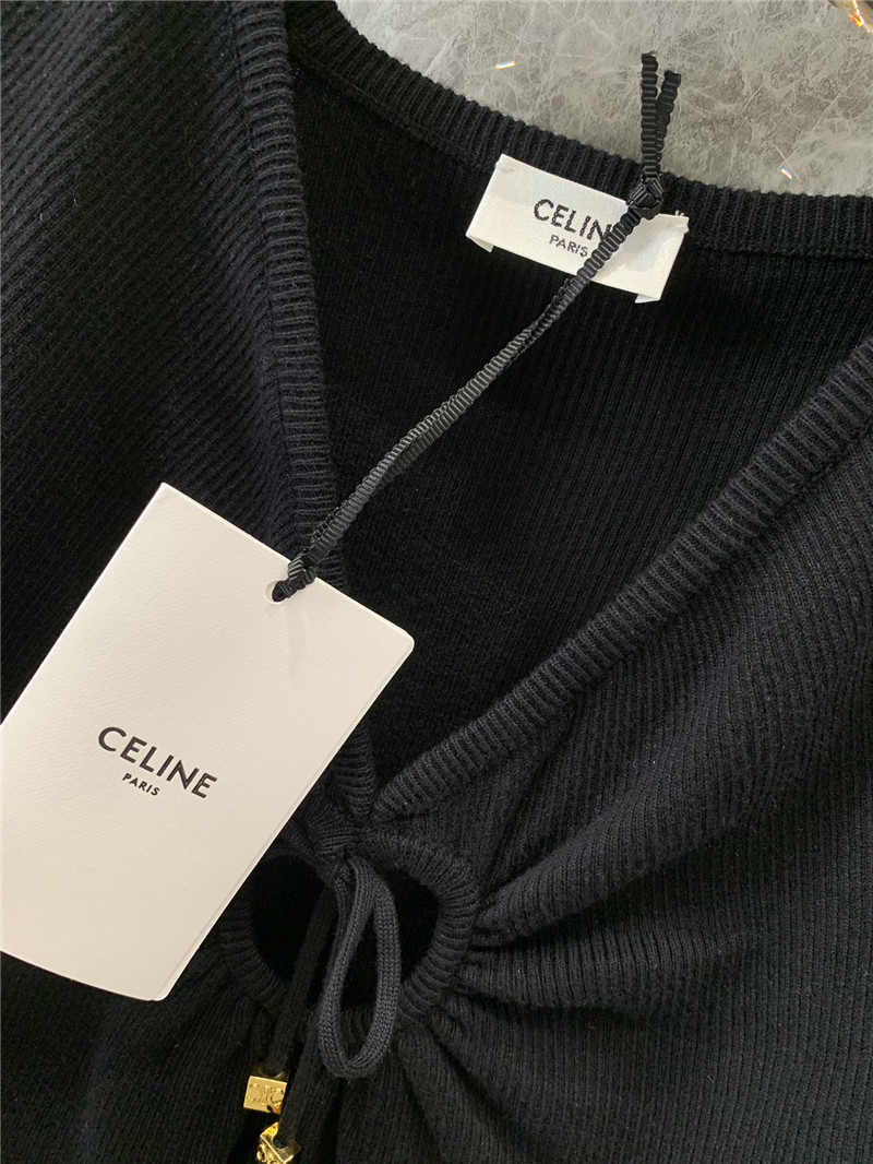 Ce1i*e lace-up v-neck knit top replica d&g clothing