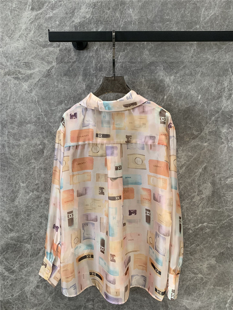 Ch**el label print long sleeve shirt replica clothes