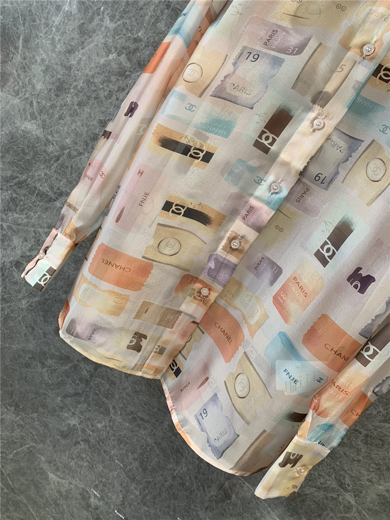 Ch**el label print long sleeve shirt replica clothes