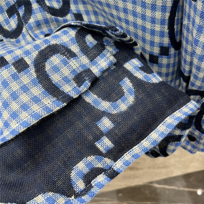 Gvc*1 haze blue fine check long-sleeved shirt replicas clothes