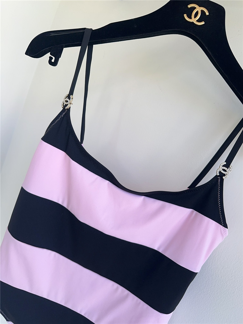 Ch**el contrast striped swimsuit replica d&g clothing