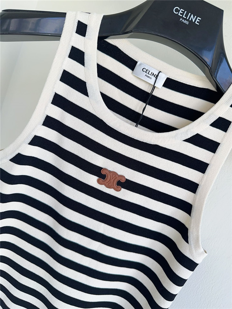 Ce1i*e striped leather brand knitted vest replica d&g clothing