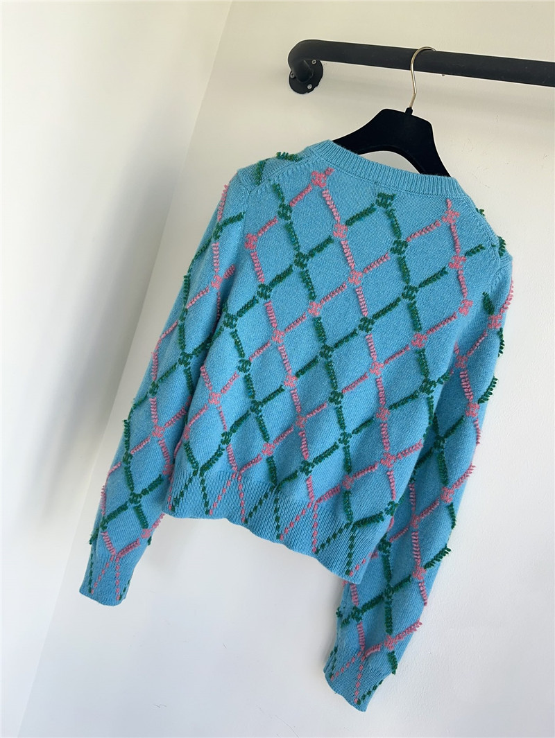 ch**el geometric D1am0nd intarsia cardigan replica d&g clothing