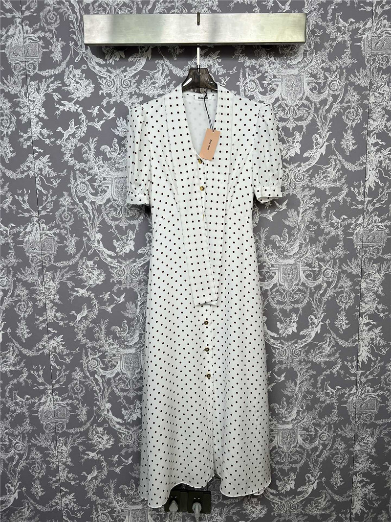 M1um1u retro polka dot short-sleeved dress replica clothes