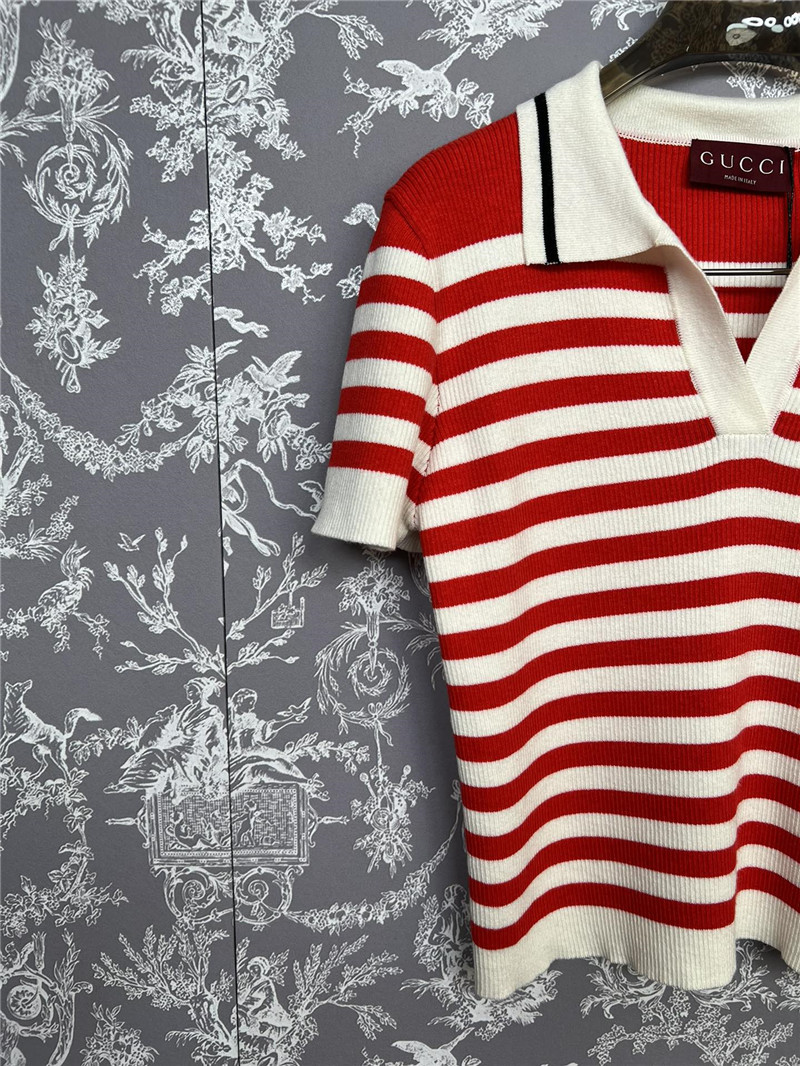 Gvc*1 knitted striped short sleeves replica designer clothes