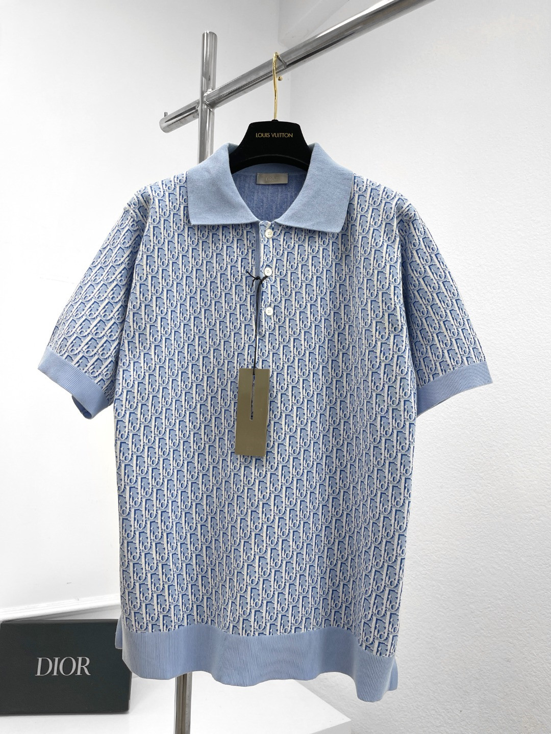 D10r knitted jacquard lapel short-sleeved replicas clothes