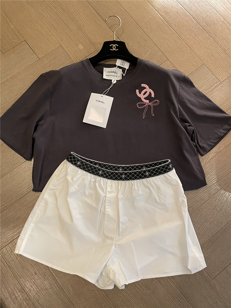 Ch**el loose-fitting printed short-sleeved replica clothes
