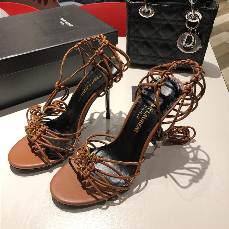 Sa1nt Lau*nt babylone sandals in cigare smooth leather