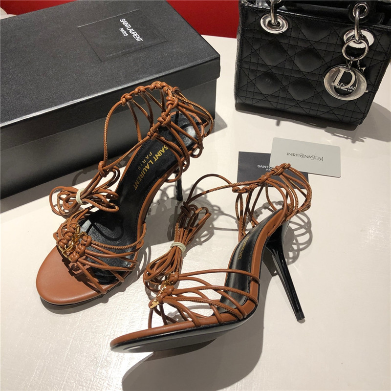Sa1nt Lau*nt babylone sandals in cigare smooth leather