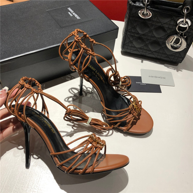 Sa1nt Lau*nt babylone sandals in cigare smooth leather