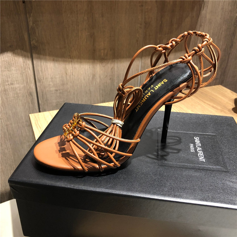 Sa1nt Lau*nt babylone sandals in cigare smooth leather