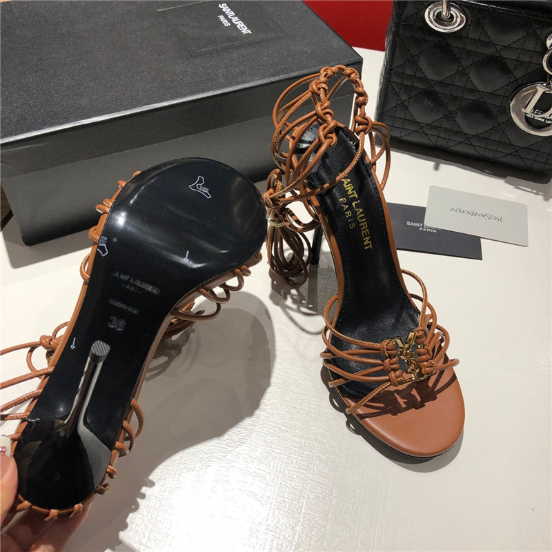 Sa1nt Lau*nt babylone sandals in cigare smooth leather