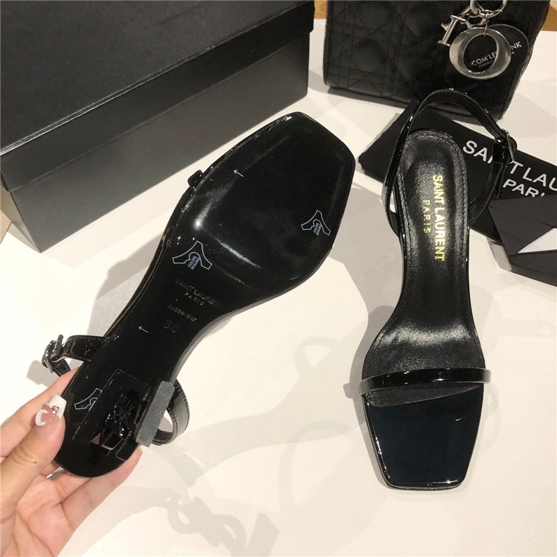 Sa1nt Lau*nt opyum slingback in black patent leather
