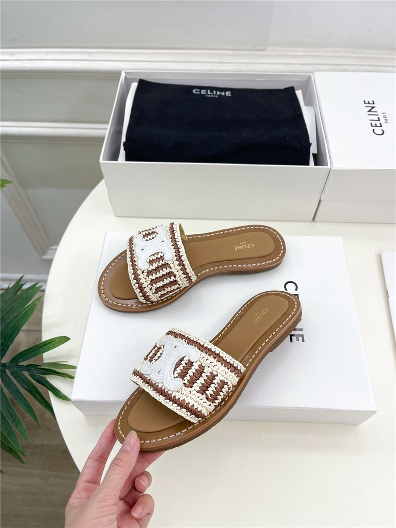 Ce1i*e lympia mule in beige and white raffia