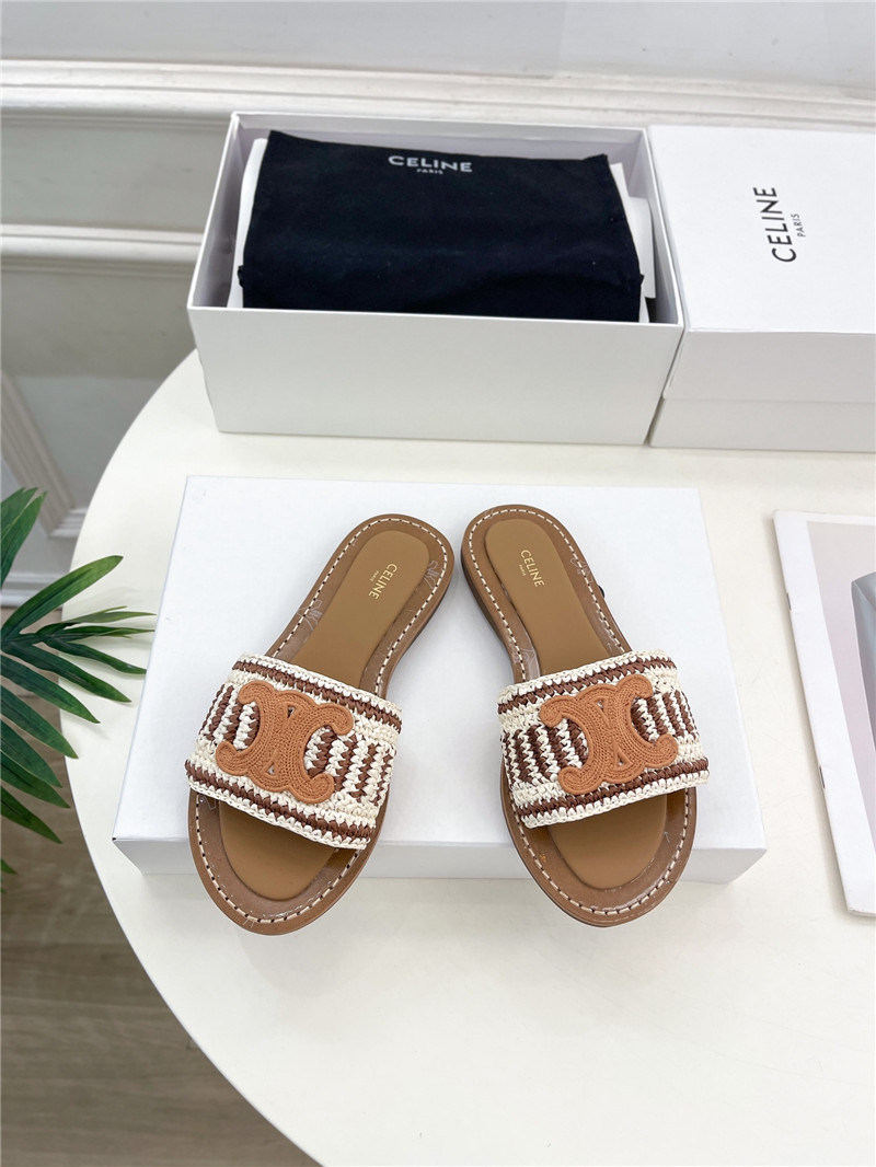 Ce1i*e lympia mule in brown and beige raffia