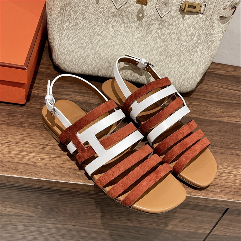 H**me5 ephese sandal in brown suede and calfskin