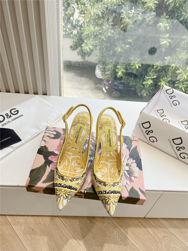 Dolce & Gabbana 100mm Slingbacks with Majolica Embroidery