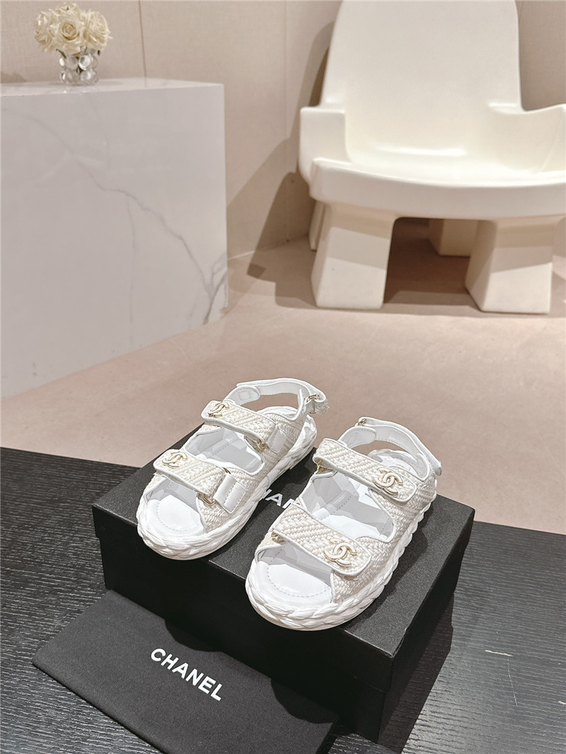 Ch**el crochet velcro straps beach sandals white