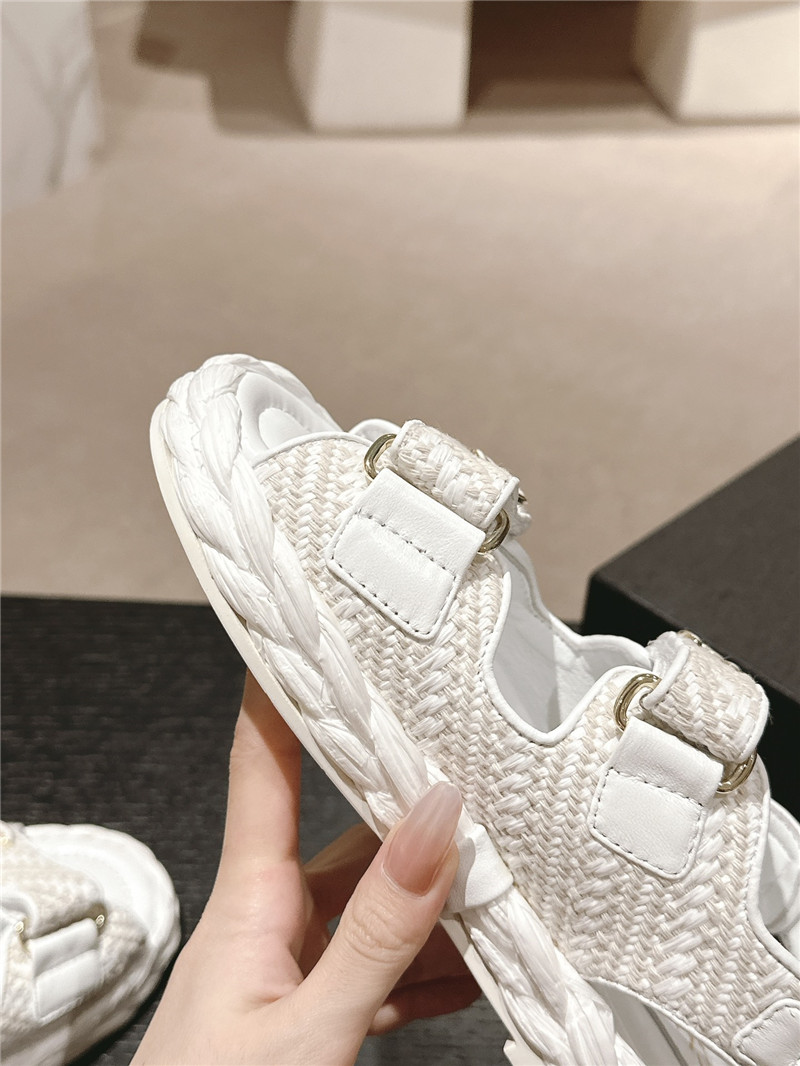 Ch**el crochet velcro straps beach sandals white