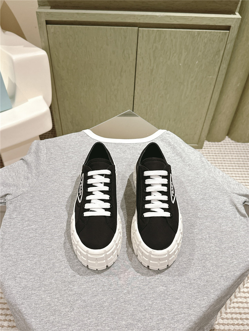 Pra*a double wheel re-nylon gabardine sneakers in black