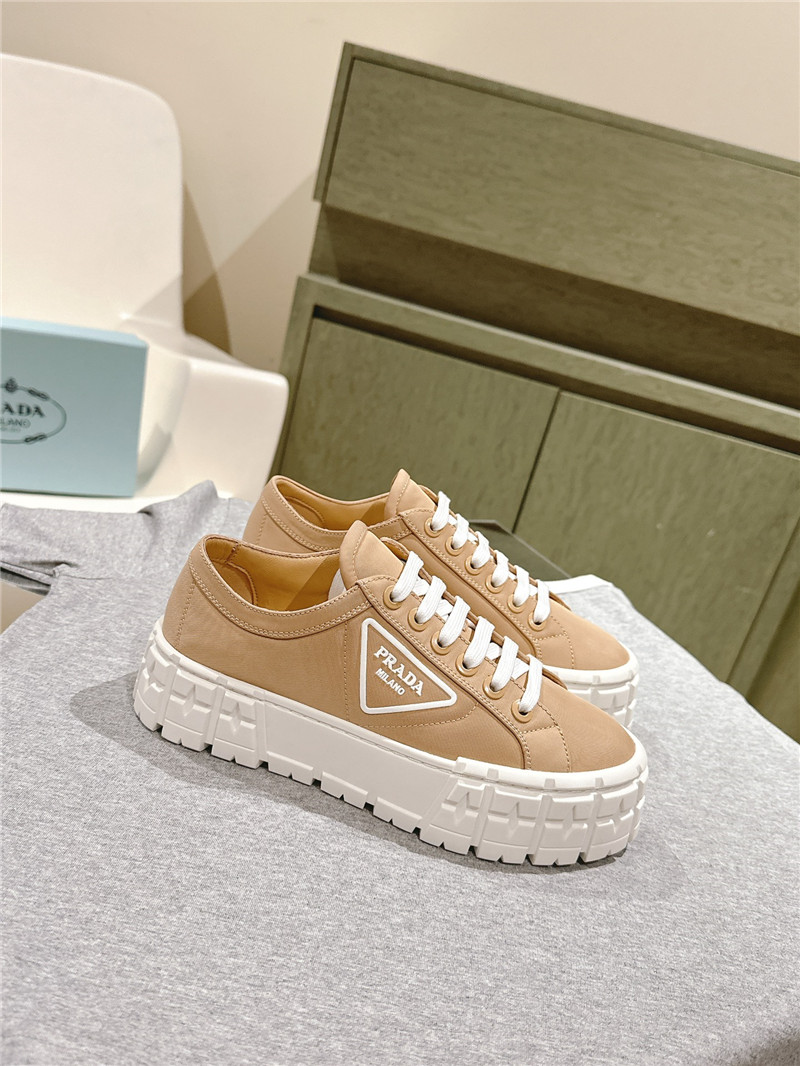 Pra*a double wheel re-nylon gabardine sneakers in brown
