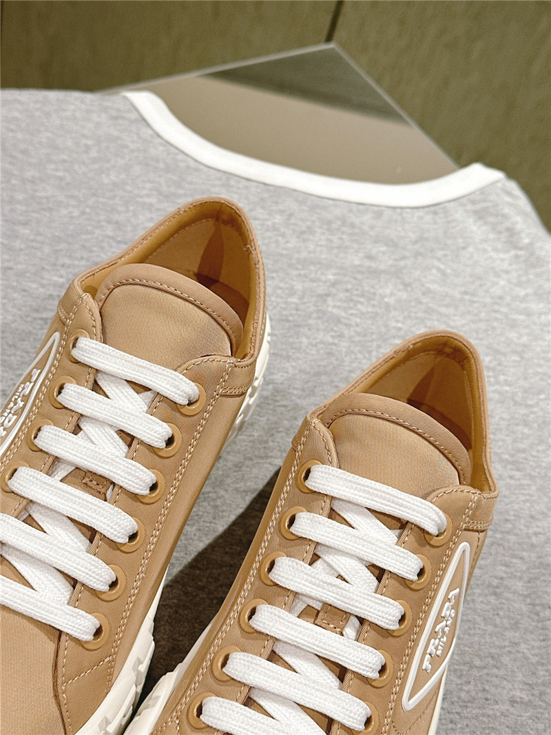 Pra*a double wheel re-nylon gabardine sneakers in brown