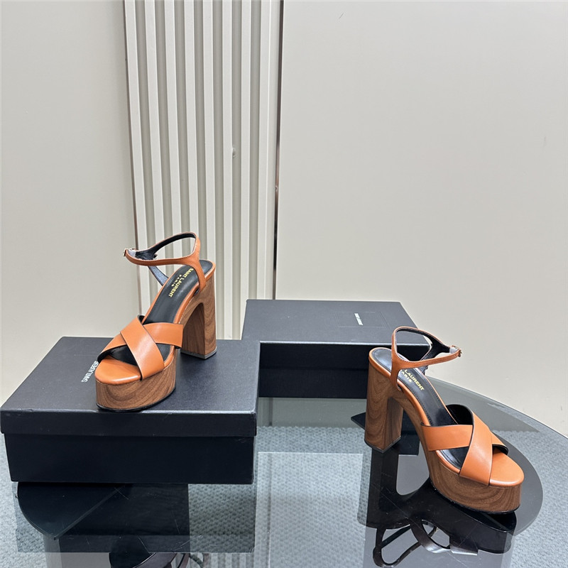 Sa1nt Lau*nt brown wooden bianca platform sandals